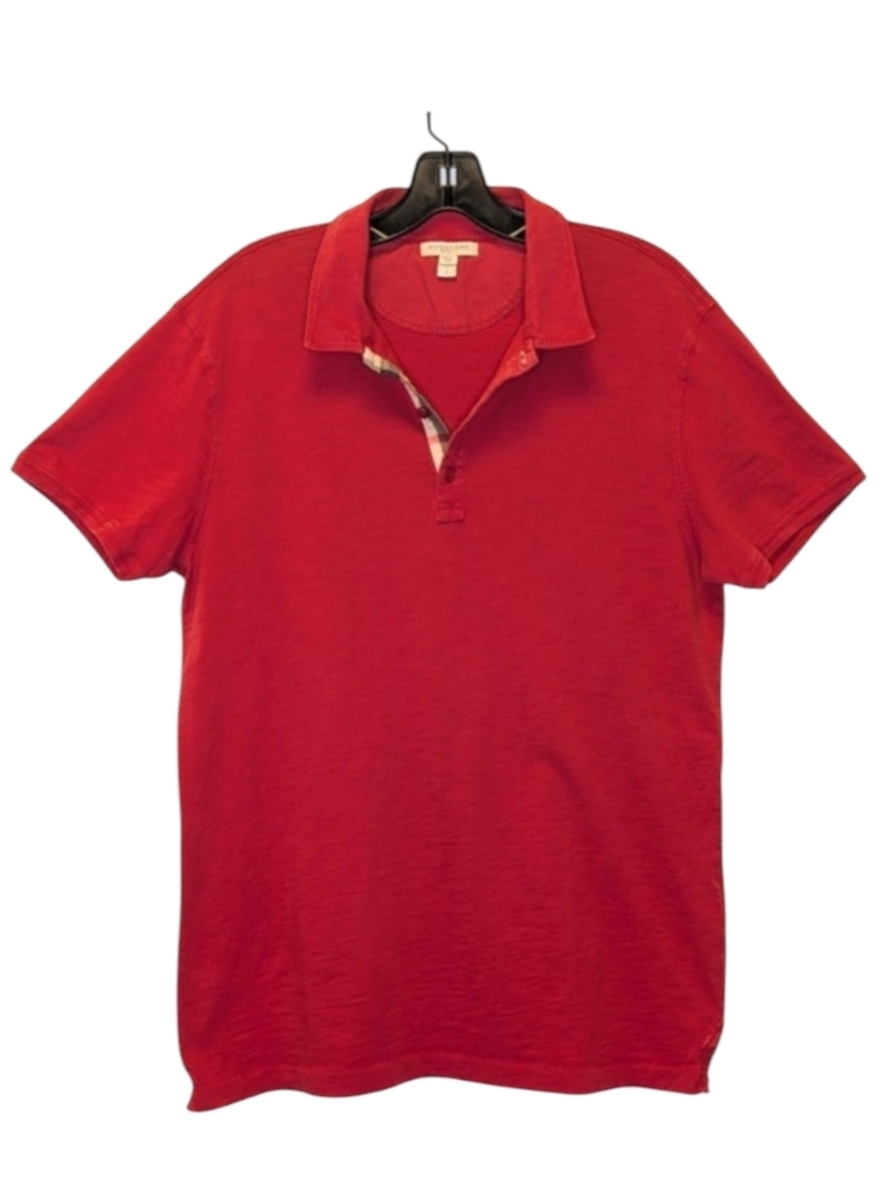 Burberry Brit Brick Red Polo Shirt Men’s L Nova Check Trim + Dust Bag Bonus